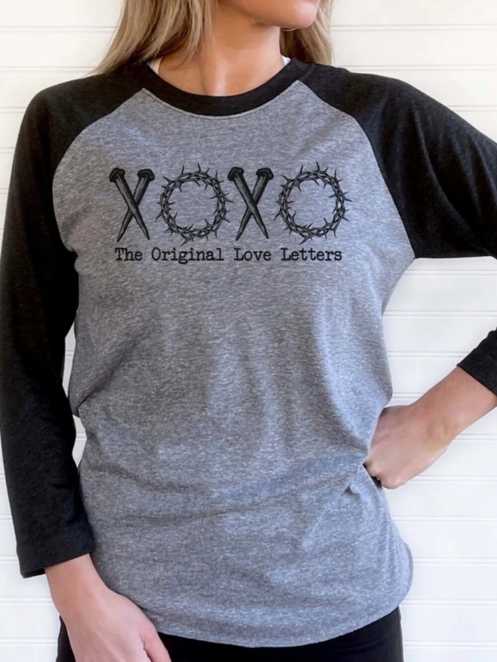 XOXO The Original Love Letters - Unisex Tri-Blend 3/4 Sleeve Raglan Tee